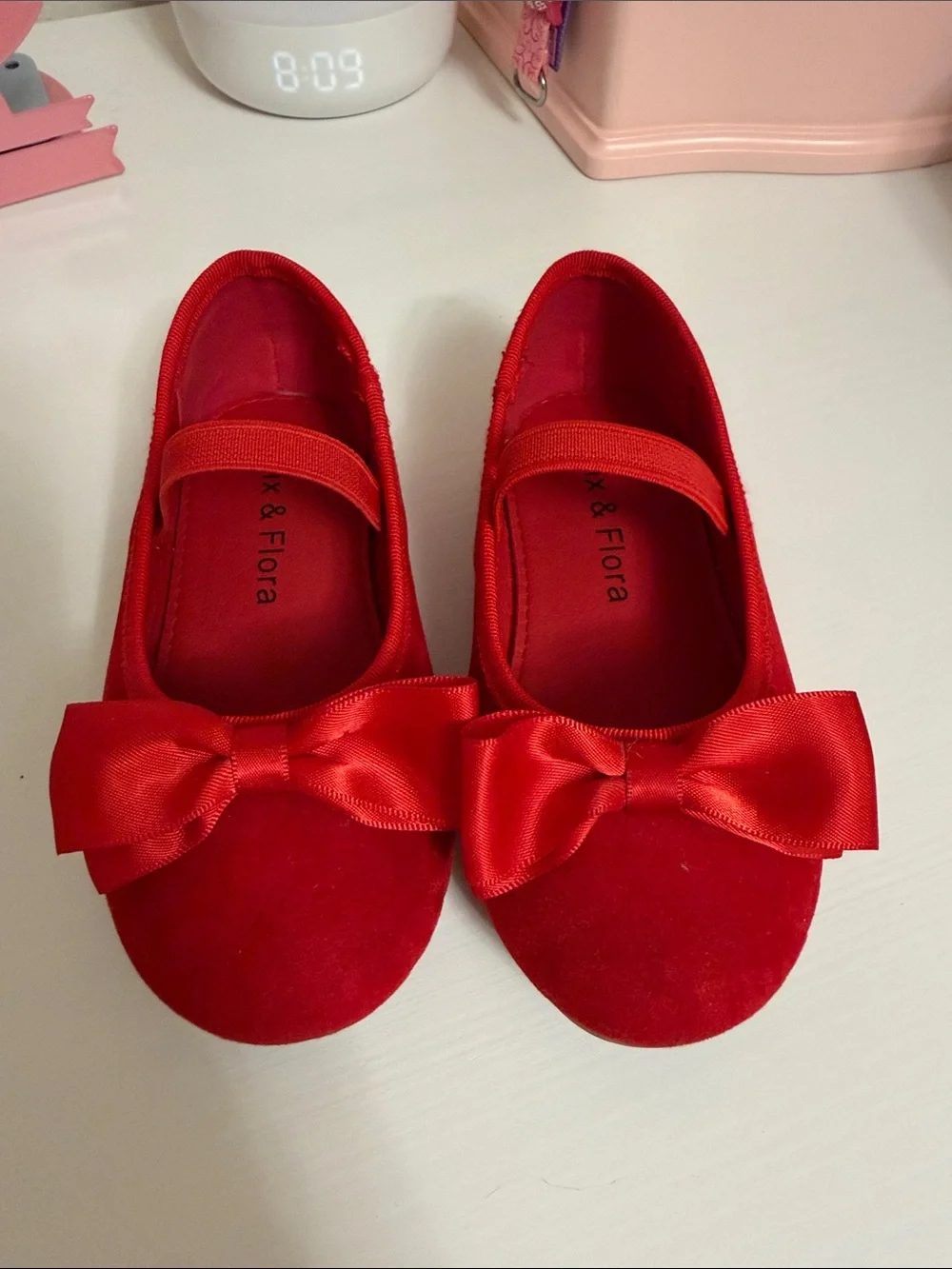 Felix & Flora Girls' Red Bow Mary Jane Flats